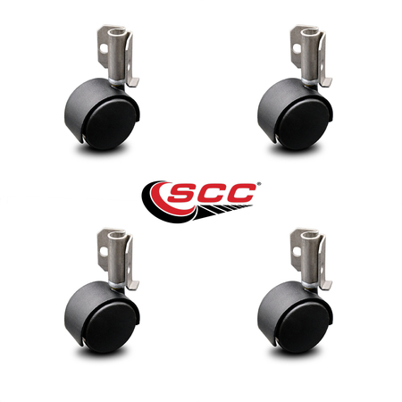 Service Caster 2 Inch Flat Black Hooded Urethane Twin Wheel Caster with Inside Mount Set SCC SCC-GR02S50D-NYU-FB-716X78-CB90-4